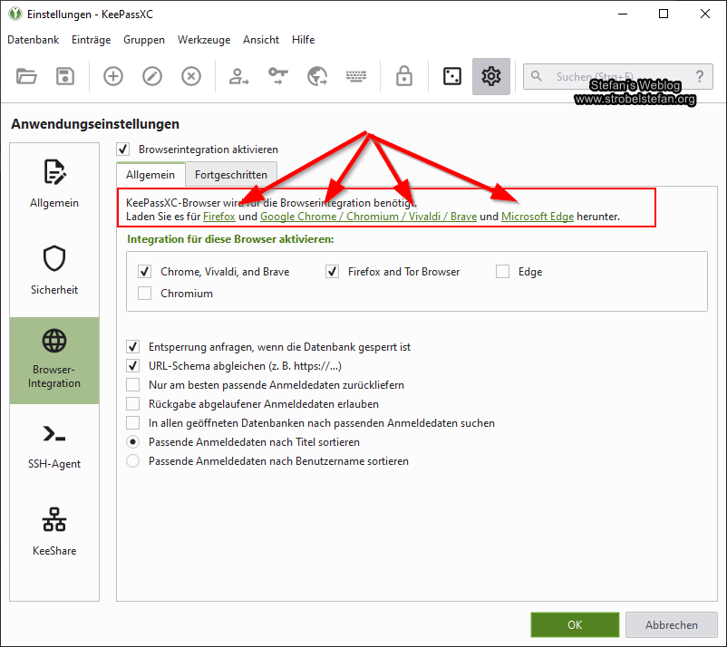 KeePassXC - Browserintegration