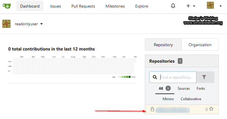 Git Repo wird dem Ready-Only-User angezeigt
