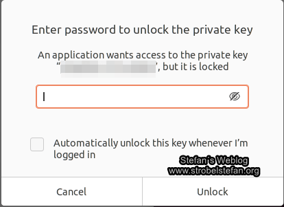 SSH - Passwortabfrage für Zugriff auf privaten Key