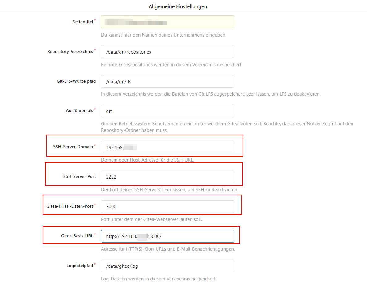 Gitea - Einrichten