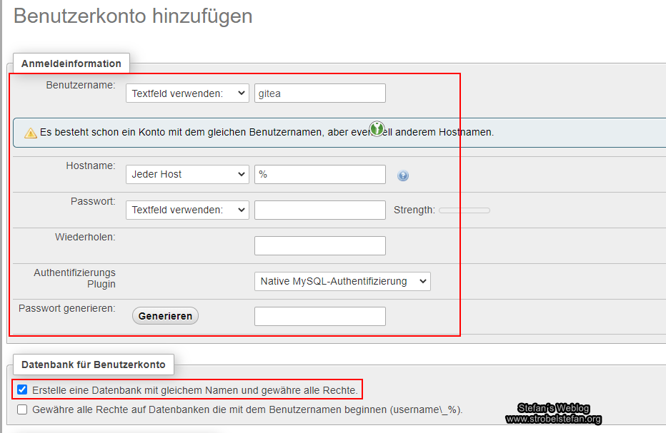MariaDB - Benutzer und Datenbank anlegen