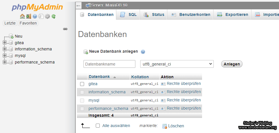 MariaDB - Benutzer und Datenbank anlegen