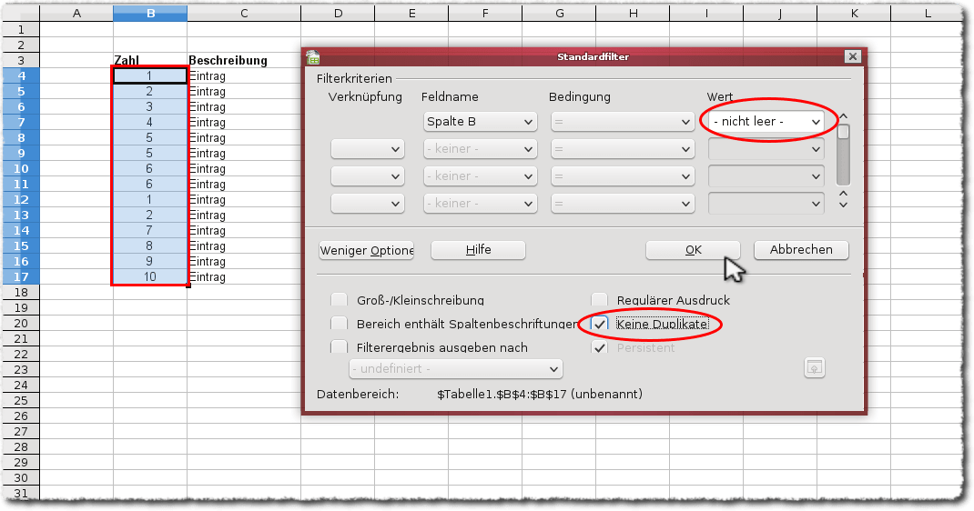 Doppelte Zeilen ausblenden