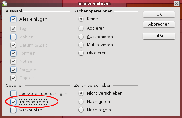 Zeilen und Spalten tauschen