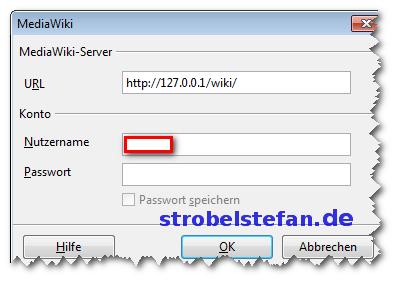 Tragt eure Login Credentials für euer MediaWiki ein