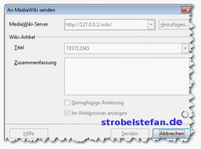 Upload des Artikels zum MediaWiki