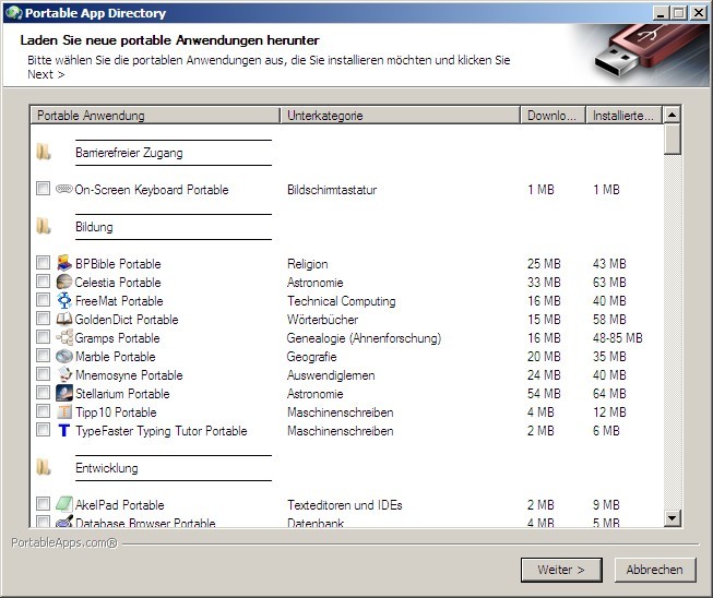 PortableApps - Anwendungen installieren