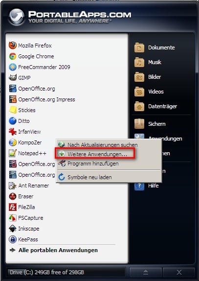 PortableApps - Anwendungen installieren