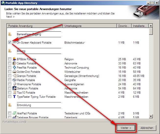 PortableApps - Anwendungen installieren