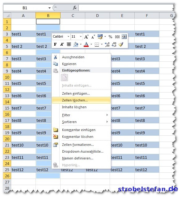 Leere Zeilen aus Excel Tabelle löschen
