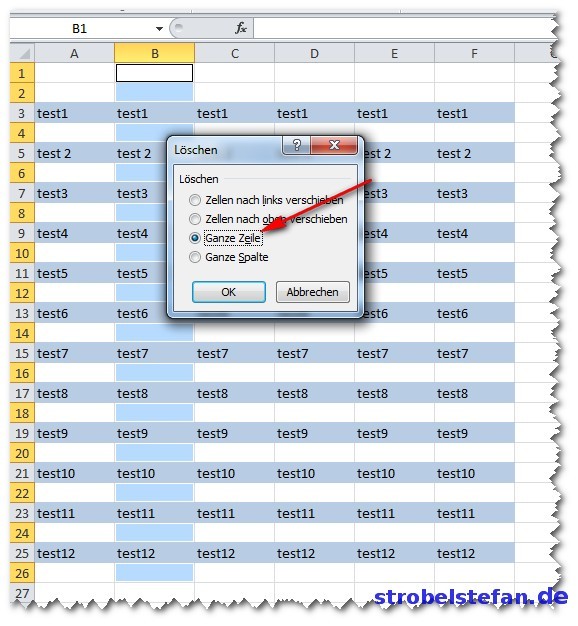 Leere Zeilen aus Excel Tabelle löschen