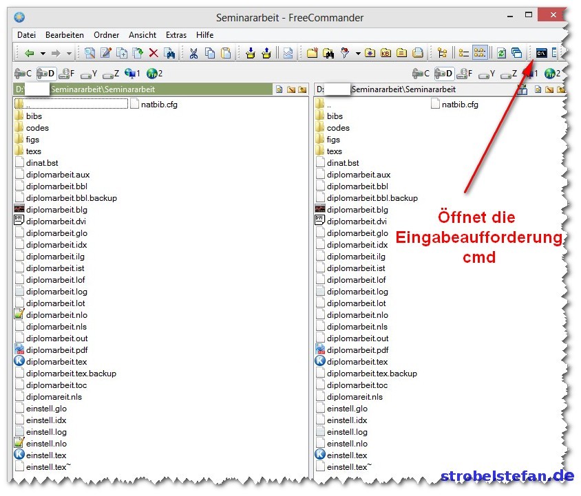 FreeCommander - Eingabeaufforderung öffnen