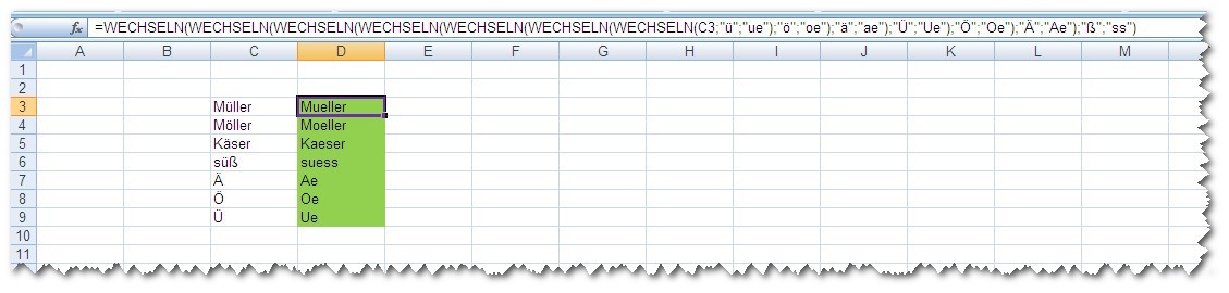 Excel - Umlaute umwandeln