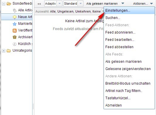 Tiny Tiny RSS - Konfiguration