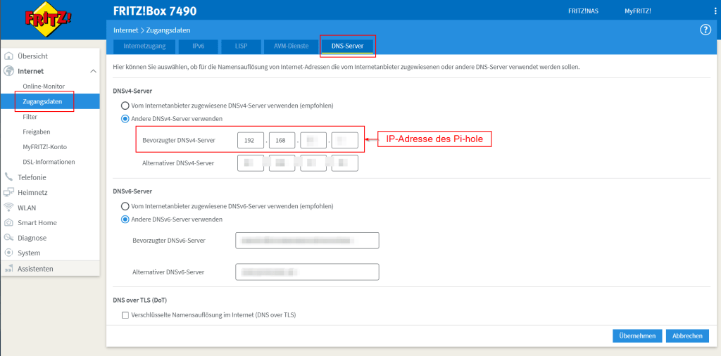 DNS-Server in der FRITZ!Box ändern