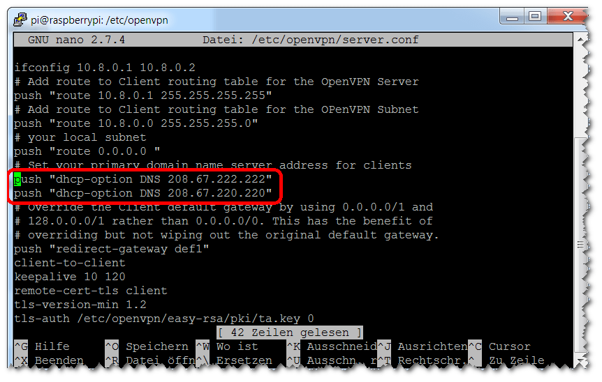 OpenVPN - DNS-Settings anpassen