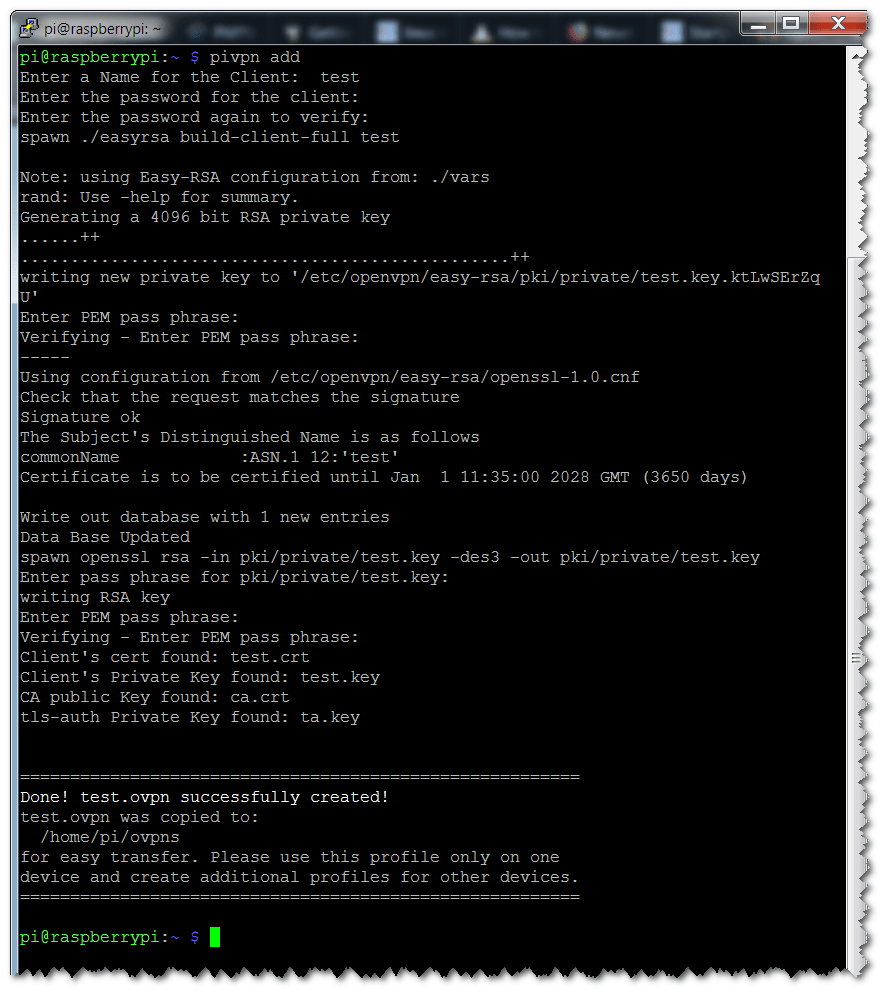 OpenVPN - Profil erstellen