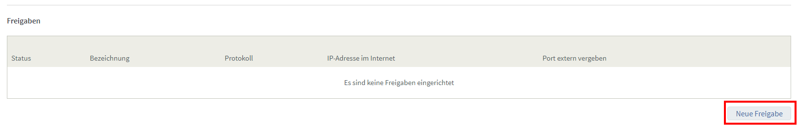 Portfreigabe einrichten - Portfreigabe