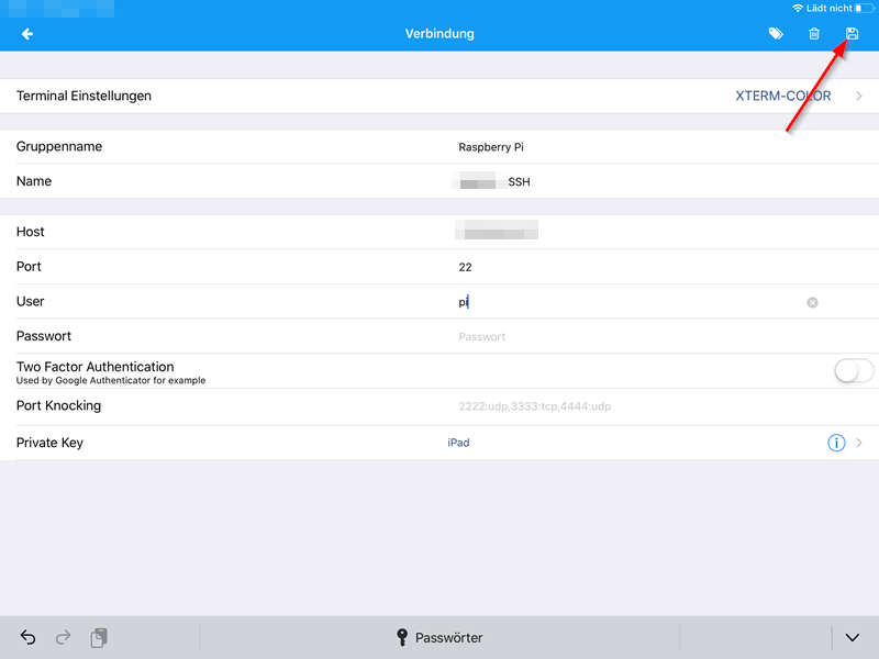 WebSSH Essential - Verbindung speichern