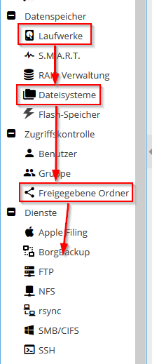 Festplatten einbinden