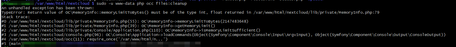 sudo -u www-data php occ files:cleanup