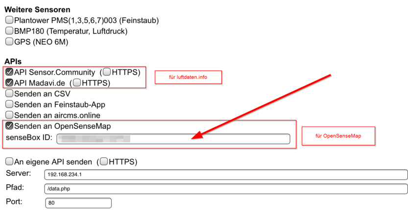 OpenSenseMap - sensebox ID eintragen