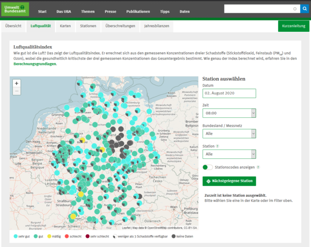 umweltbundesamt.de - Luftqualitätsindex