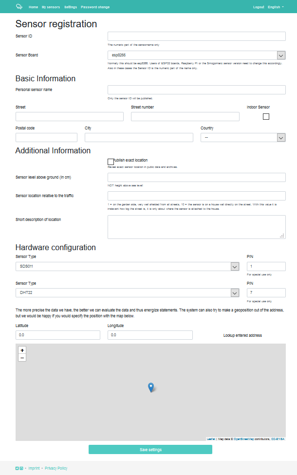devices.sensor.community - Sensor registrieren
