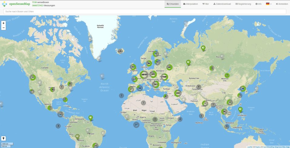 openSenseMap - Weltkarte
