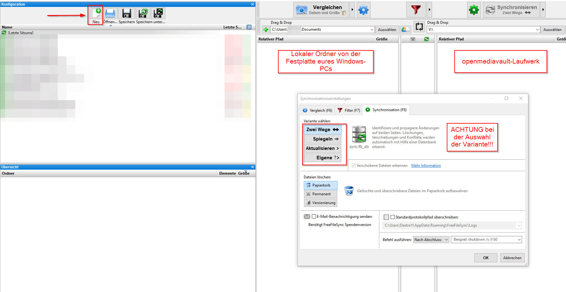 openmediavault und FreeFilySync