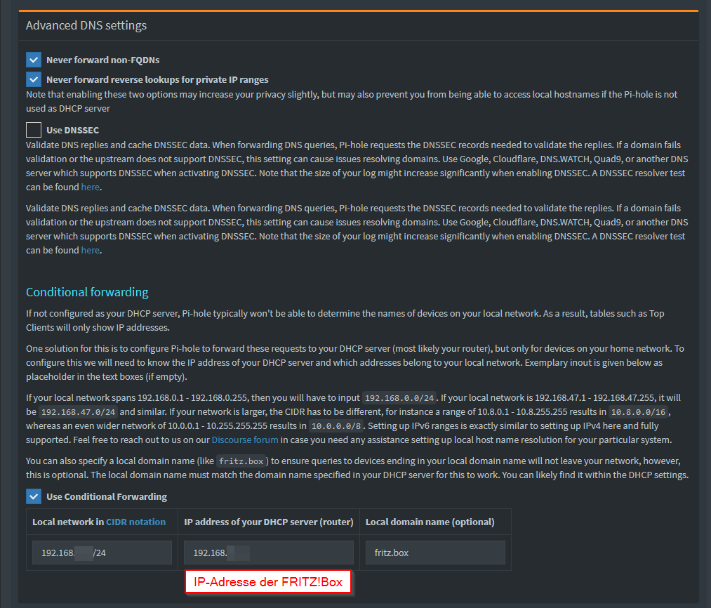 Pi-hole - Conditional Forwarding