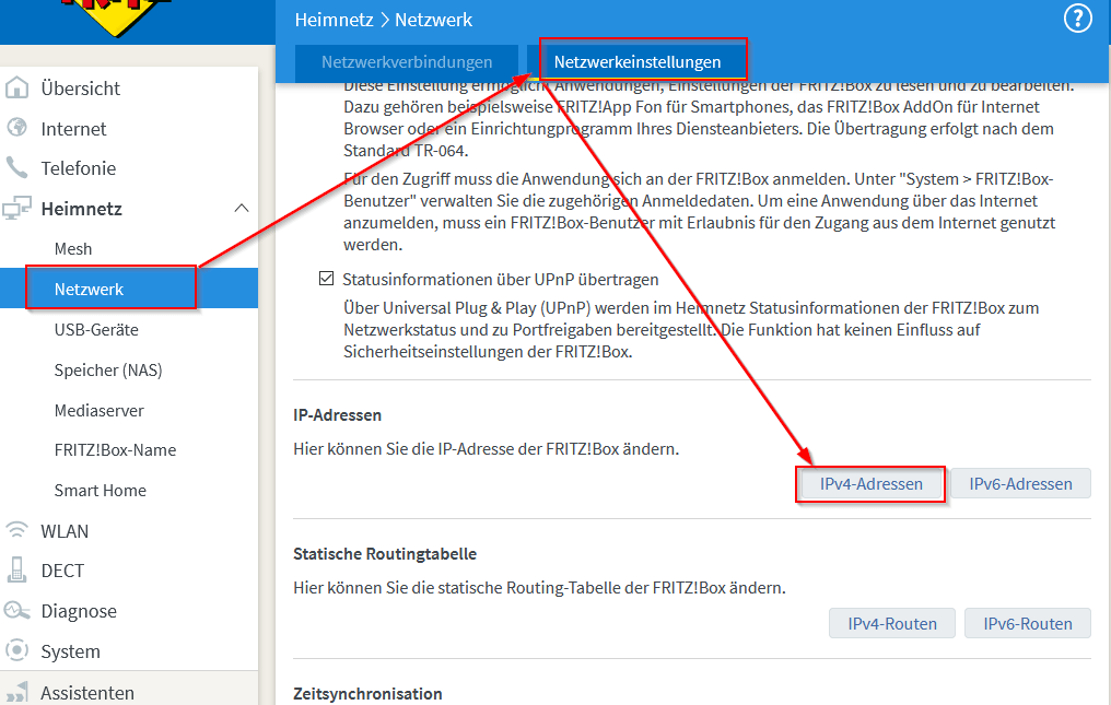 FRITZ!Box - Netzwerkeinstellungen