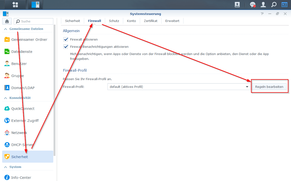 Firewall Einstellungen