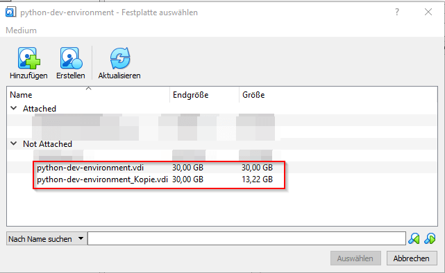 VirtualBox - Massenspeicherzuordnung