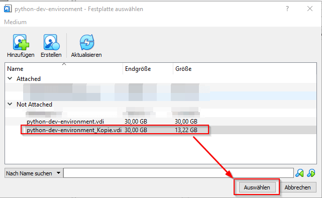 VirtualBox - Massenspeicherzuordnung