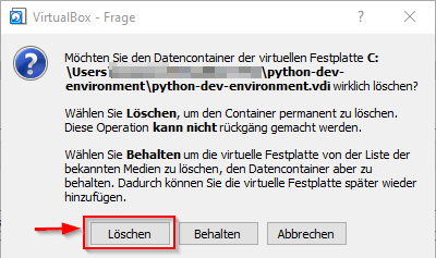 Alte virtuelles Abbild löschen
