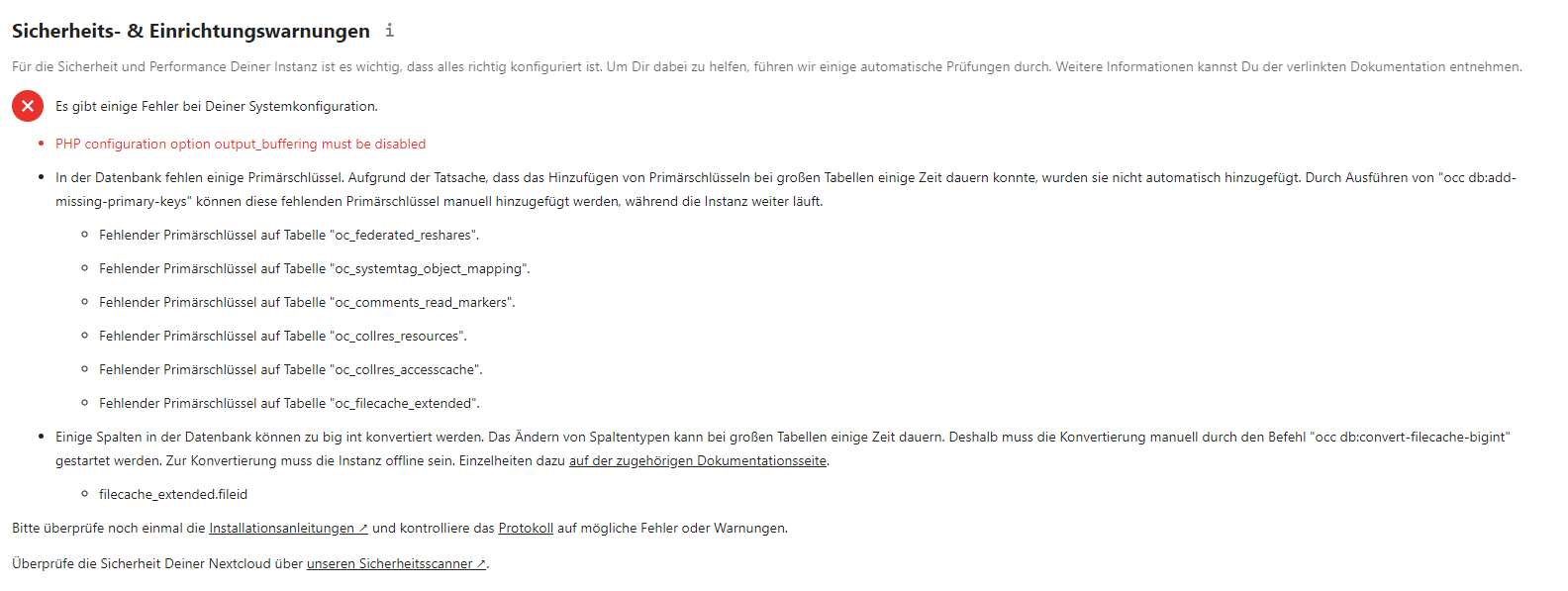 Nextcloud 20.0.2 - Probleme