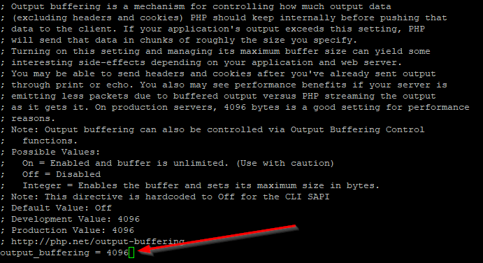 php.ini - output_buffering