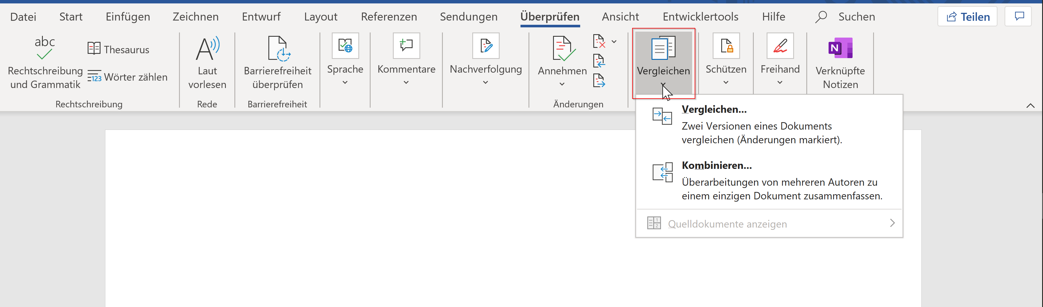 Word-Funktion - Vergleichen