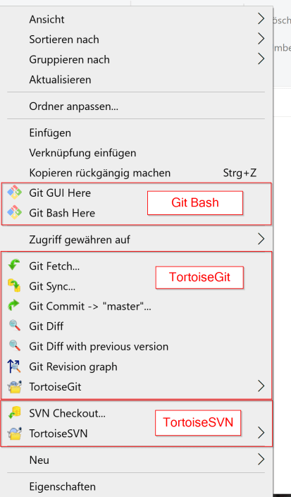 TortoiseGit - Kontextmenü