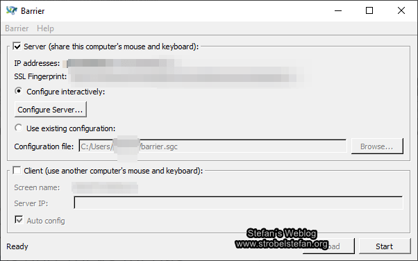 Barrier - Einstellungen auf dem Server