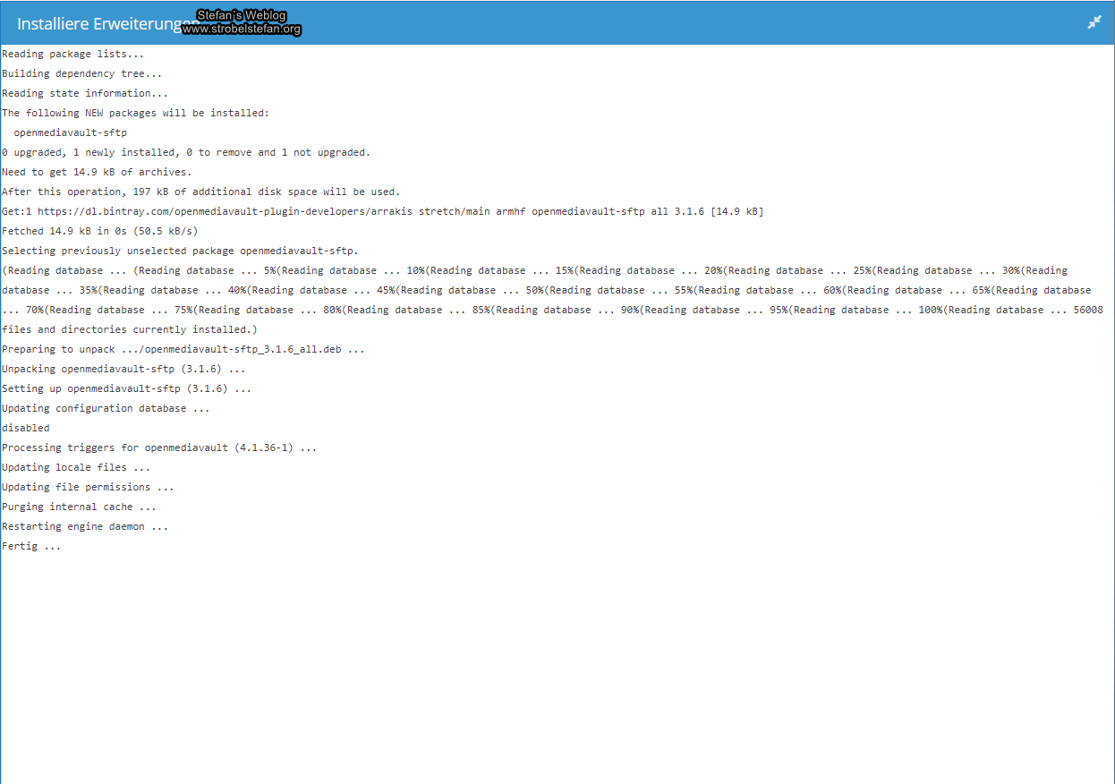 openmediavault - SFTP-Paket nachinstallieren