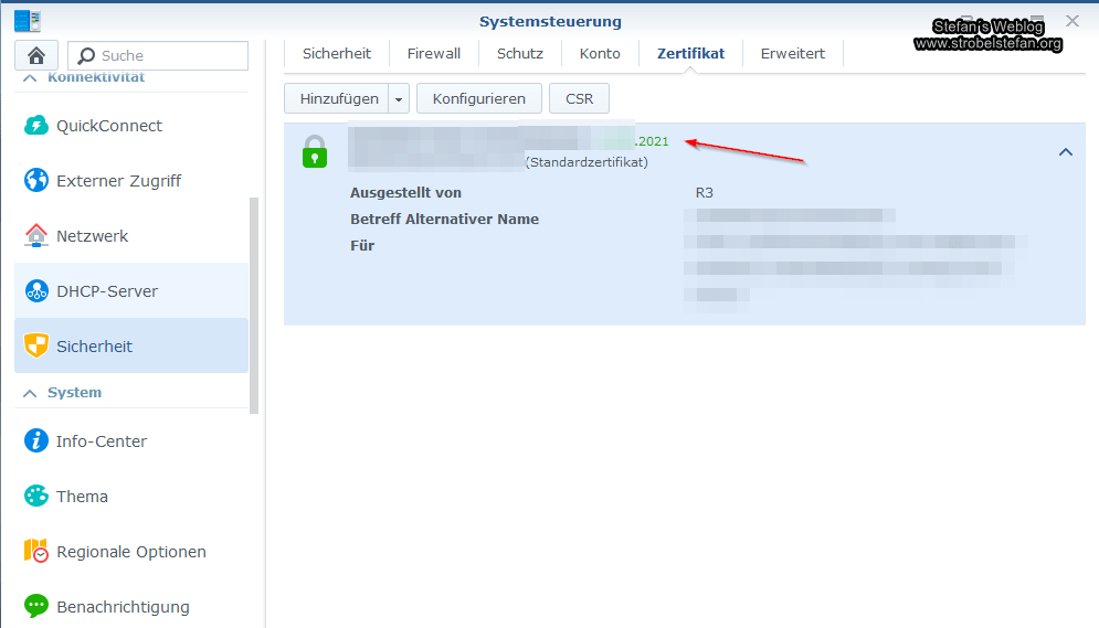 Let's Encrypt Aktualisierung erfolgreich