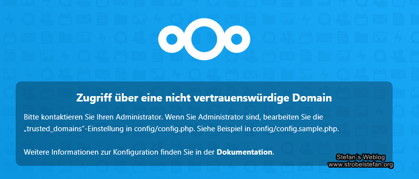 Nextcloud - Zugriff über eine nicht vertrauenswürdige Domäne