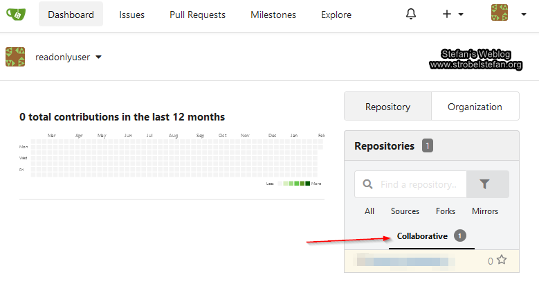 Git Repo wird dem Ready-Only-User angezeigt
