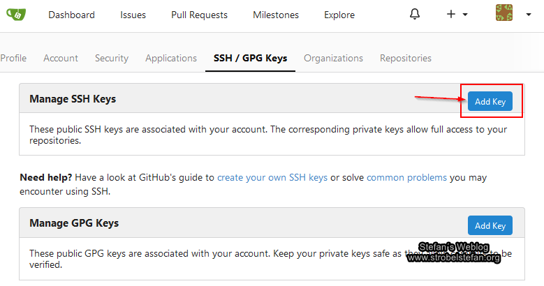 SSH-Schlüssel zum Konto des Read-Only-Benutzers hinzufügen