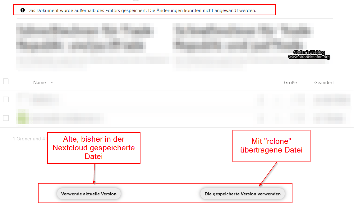 Nextcloud - Das Dokument wurde außerhalb des Editors gespeichert