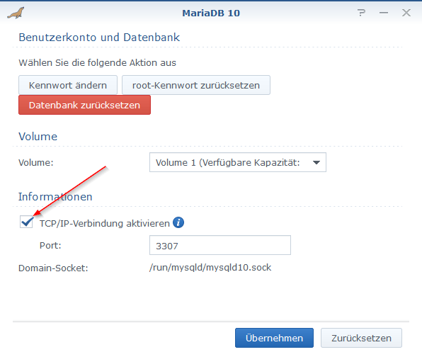 MariaDB-Server Port aktivieren