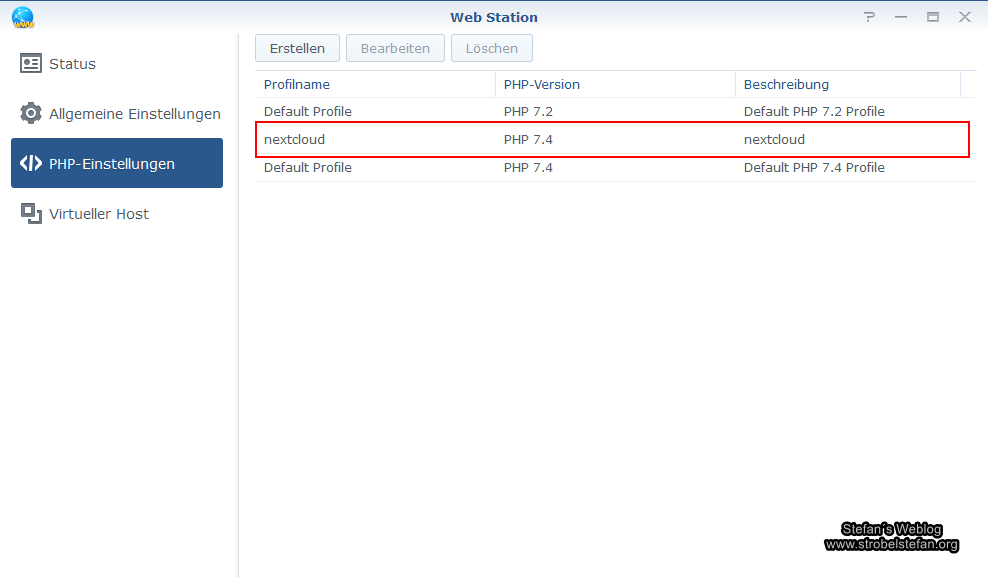 Web Station - PHP-Profile