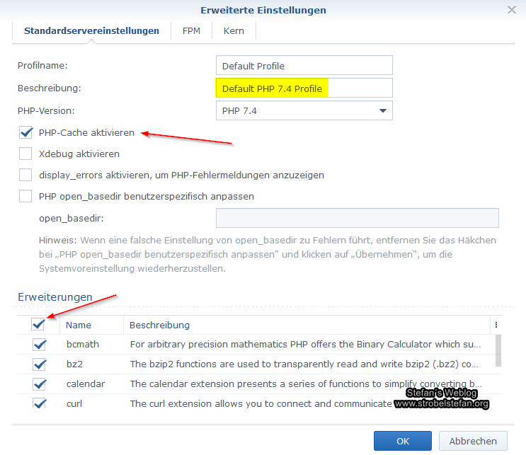 Web Station - Default Profil